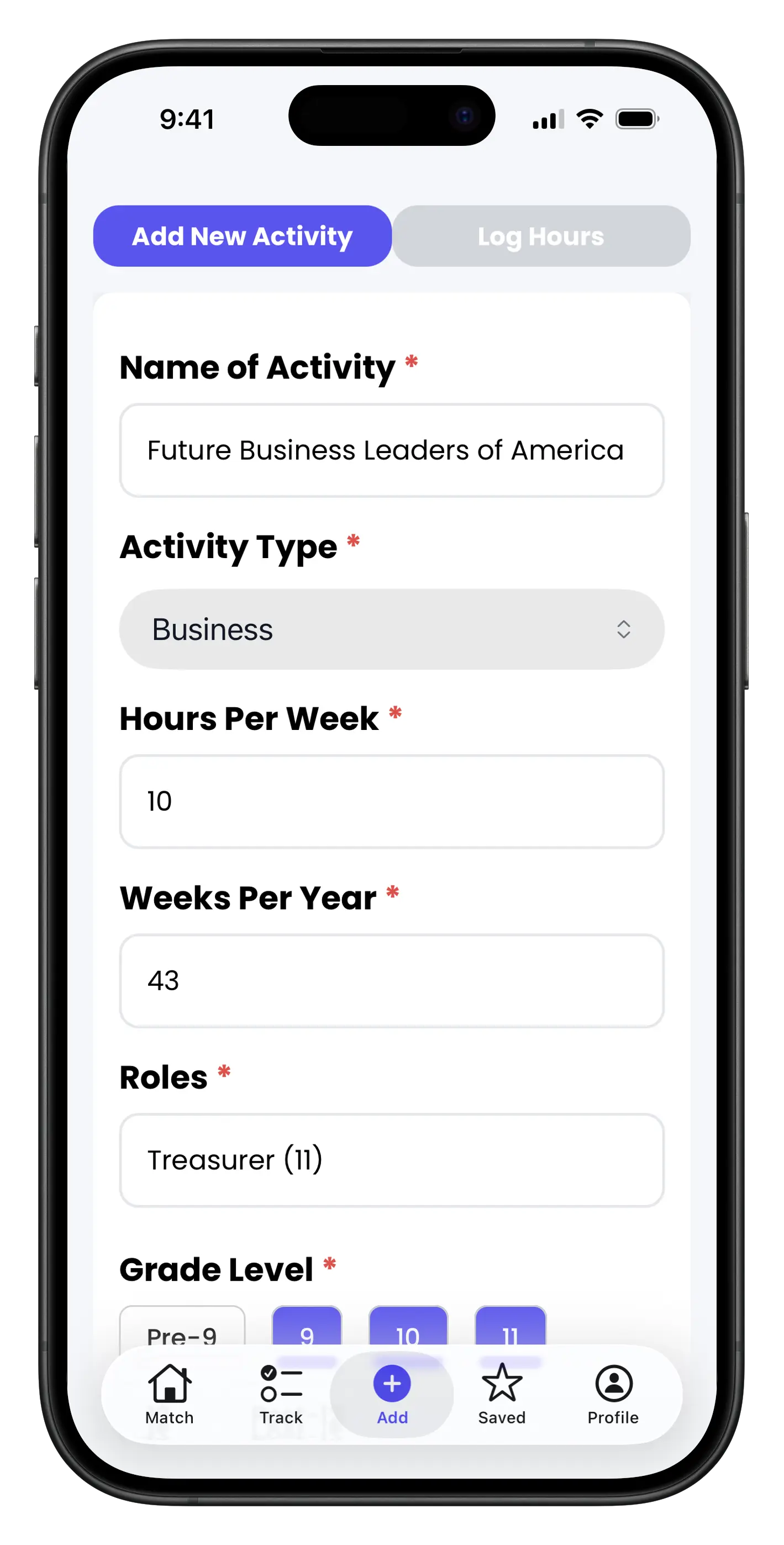 EC-AI app screenshot showing effortless activity input feature